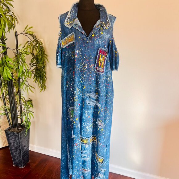 NWT M’ De Pompadour Colorful Oversized Dress. Cotton Abstract Artistry Details - Picture 12 of 14